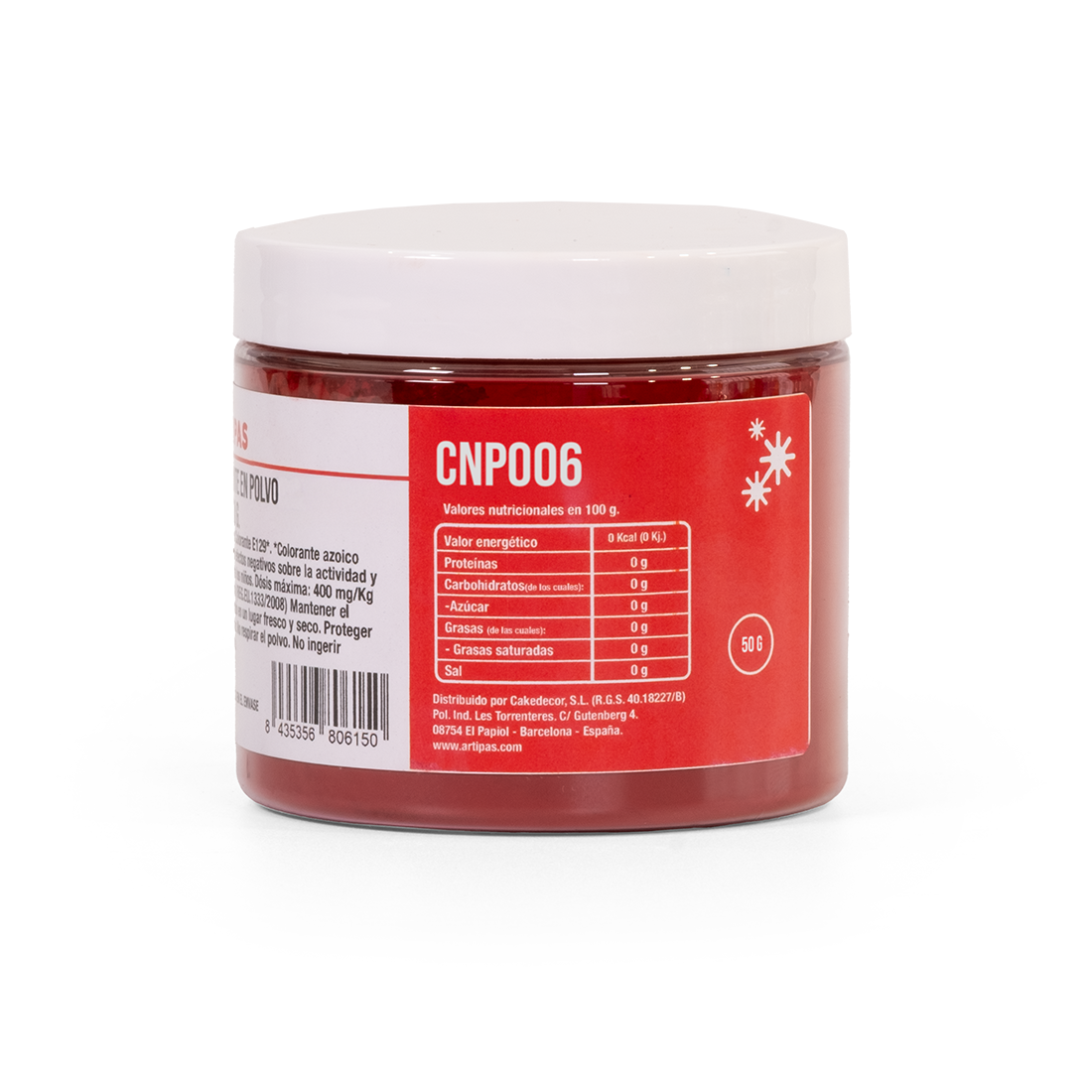Colorante natural en polvo hidro/liposoluble rojo 20-50 µm (50 g) · Artipas
