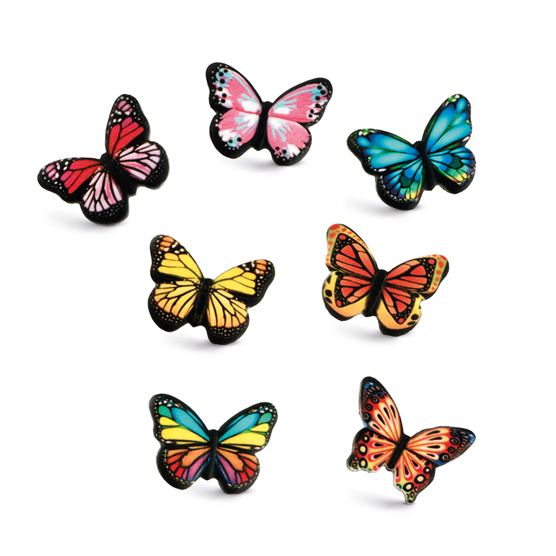 Surtido de mariposas multicolor de azúcar h30 mm (144 u.) · 144 unidades · Artipas