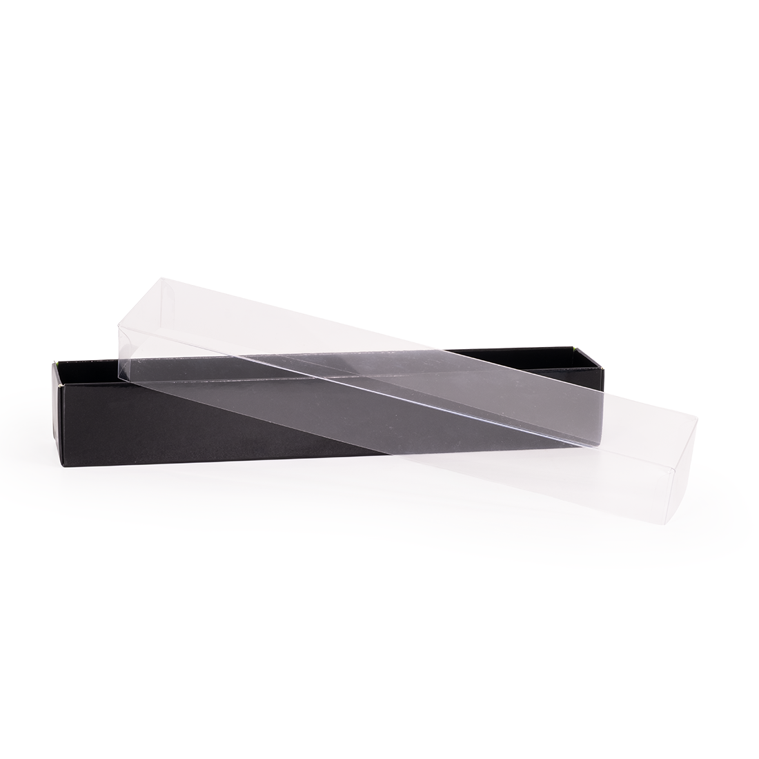 Caja negra de cartón + tapa de acetato -Anónima- 260x45 h40 mm (25 u.) · Artipas