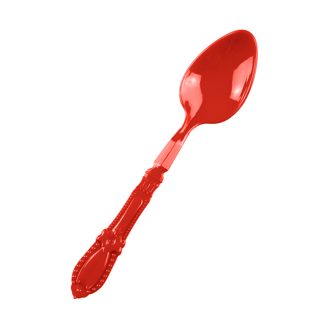 Mini cuchara barroca roja de poliestireno 95x22 h8,8 mm (25 u.) · Artipas