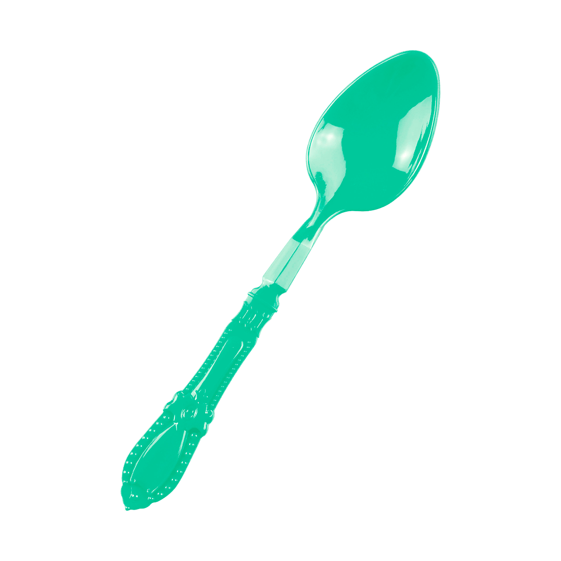 Mini cuchara barroca verde agua de poliestireno 95x22 h8,8 mm (25 u.) · Artipas