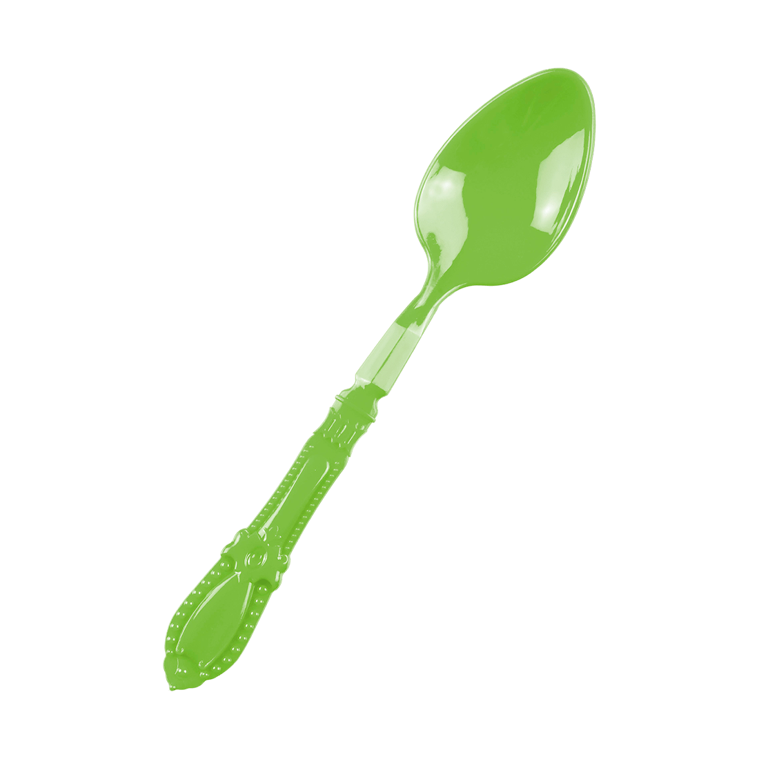 Mini cuchara barroca verde anis de poliestireno 95x22 h8,8 mm (25 u.) · Artipas