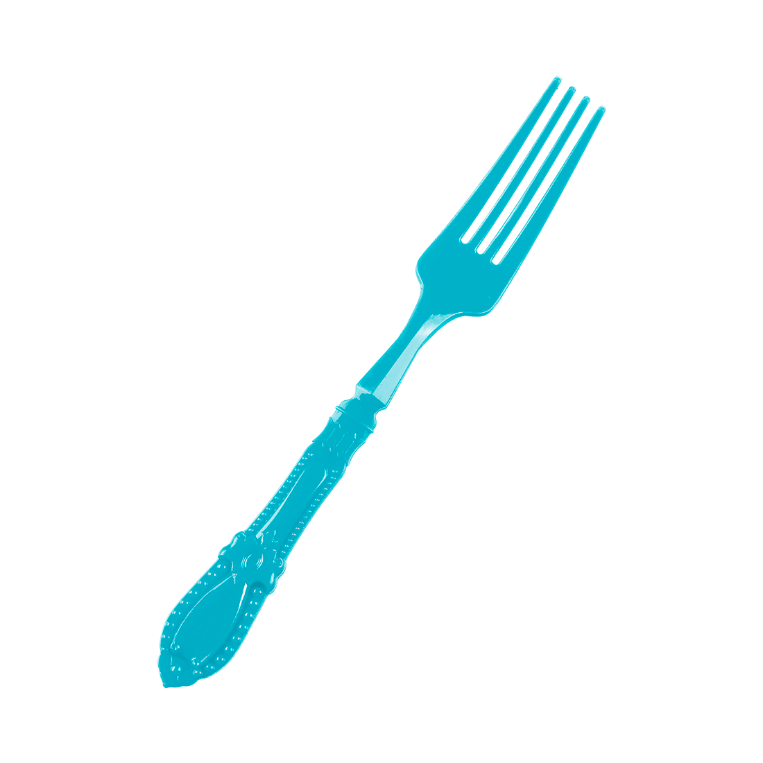 Mini tenedor barroco azul cielo de poliestireno 95x12 h10,8 mm (25 u.) · Artipas