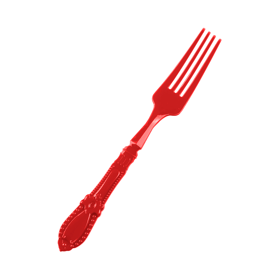 Mini tenedor barroco rojo de poliestireno 95x12 h10,8 mm (25 u.) · Artipas