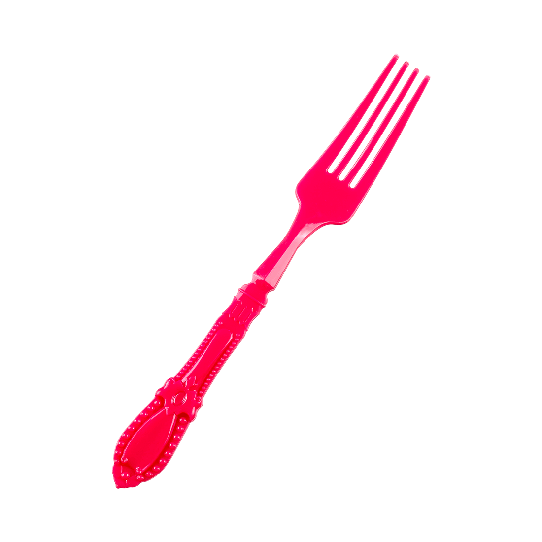 Mini tenedor barroco fucsia de poliestireno 95x12 h10,8 mm (25 u.) · Artipas