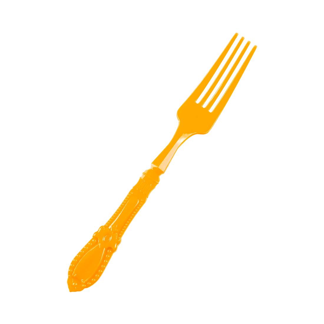 Mini tenedor barroco naranja de poliestireno 95x12 h10,8 mm (25 u.) · Artipas