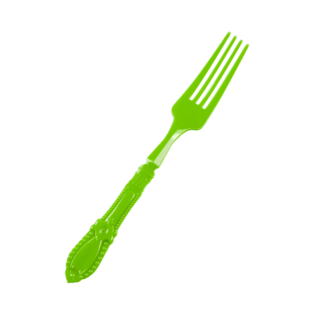 Mini tenedor barroco verde anís de poliestireno 95x12 h10,8 mm (25 u.) · Artipas