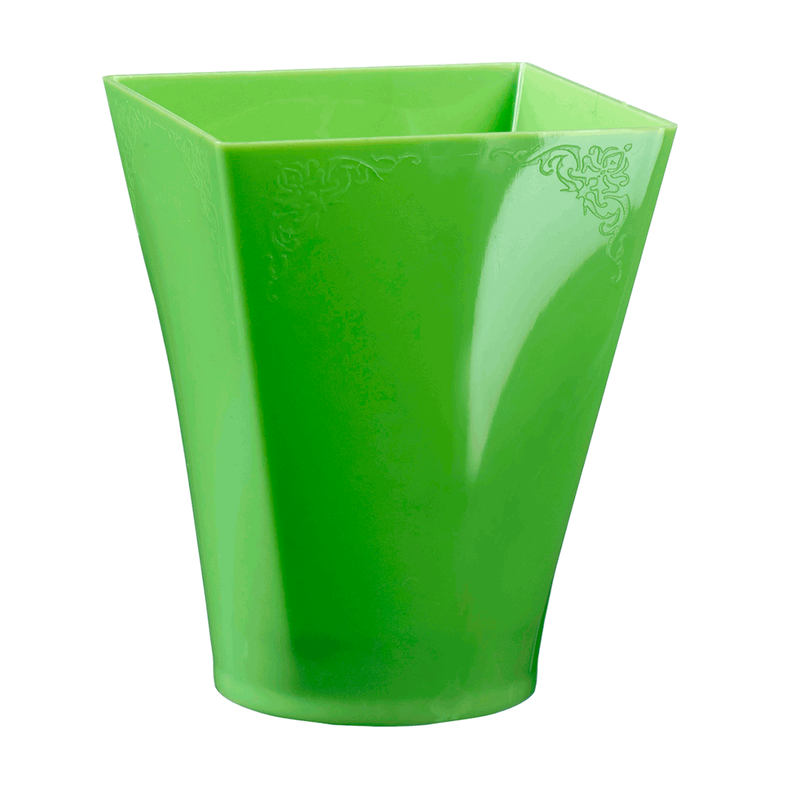Mini vaso Gustav verde anís de poliestireno 58,5x58,5 h75 mm 150 ml (4 u.) · Artipas