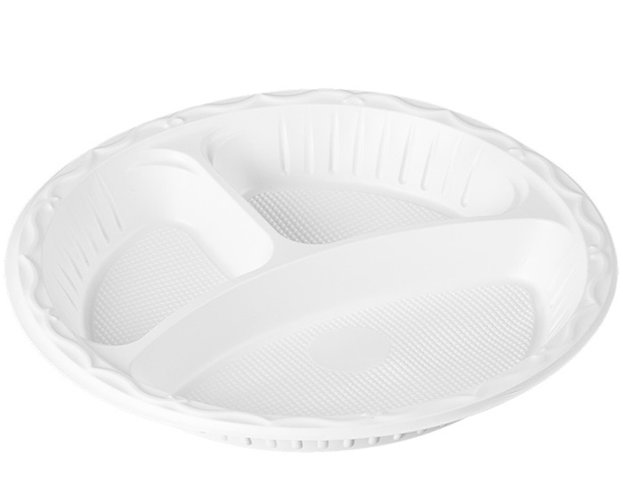 Plato Hondo 3 Compartimentos Blanco Ø26cm. (C/500uds B/50uds) · 500 unidades · VasoMadrid