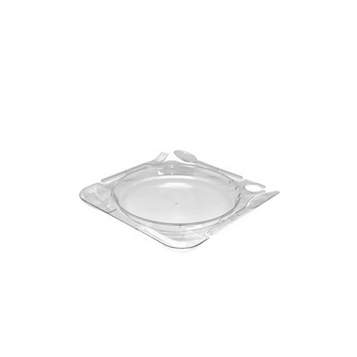 Bandeja-Plato Con Cubiertos Transparente Luxe 25,5x25,5cm. (Pack/48uds) · VasoMadrid