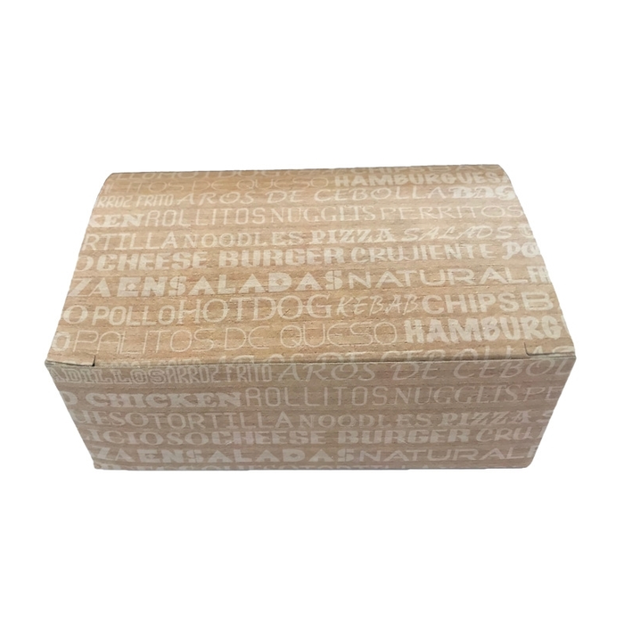 Caja Carton Para Fritos Pequeña Decorada Kraft 11,6x7,5x4,5cm. (C/700uds) Nº12 · 700 unidades · VasoMadrid