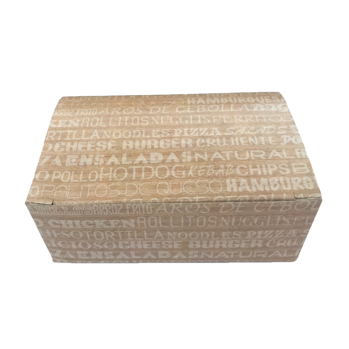 Caja Carton Para Fritos Mediana Decorada Kraft 13,5x8,7x5cm. (C/450uds) Nº13 · 450 unidades · VasoMadrid