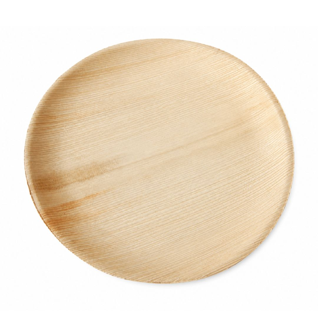 Plato Redondo Hoja De Palma Biodegradable Ø17,8cm. (B/25uds) · VasoMadrid