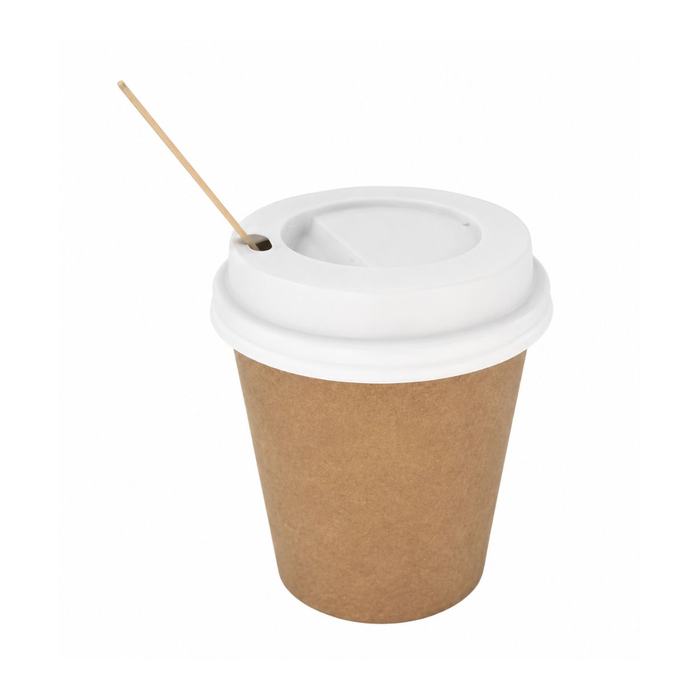 Set Vaso Carton Kraft 8oz. 240ml. + Tapa + Paletina (C/600uds) · 600 unidades · VasoMadrid