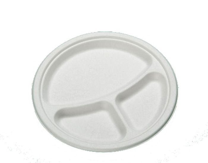 Plato Redondo Caña De Azucar 3 Compartimentos Ø26cm. (C/500uds/B125uds) · 500 unidades · VasoMadrid