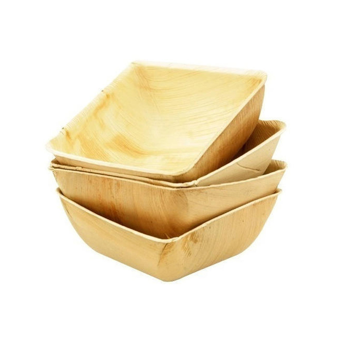 Bol Cuadrado Hoja De Palma Biodegradable 12,7x12,7cm. (B/25uds) · VasoMadrid
