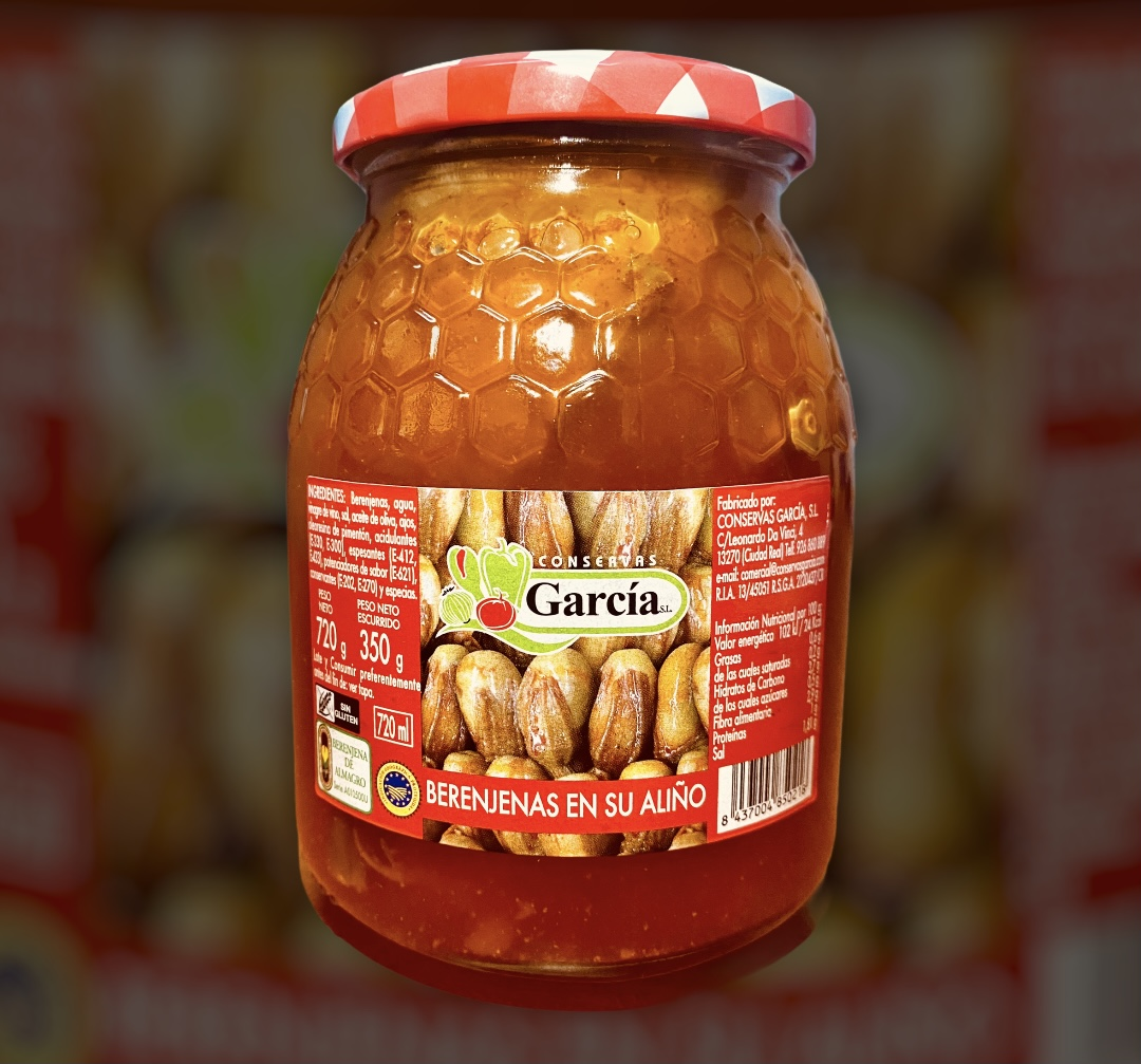 Berenjena Aliñada García · caja de 12 tarros de 350 g · 12 unidades · Conservas García