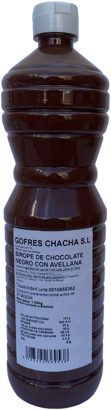 Sirope de chocolate con avellana · bote de 1,200 kg · Gofres Chacha