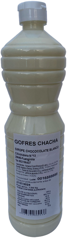 Sirope de chocolate blanco · bote de 1,200 kg · Gofres Chacha