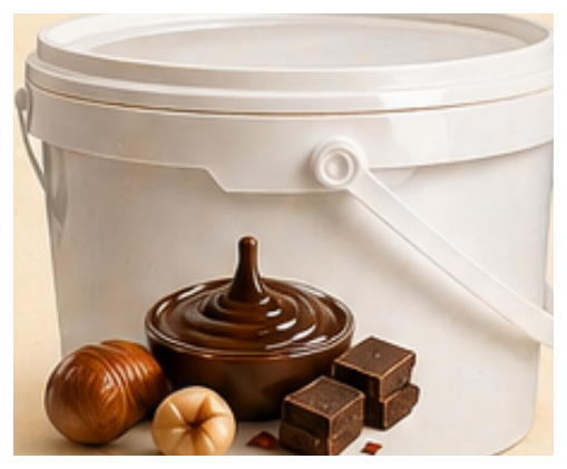 Cubo de chocolate con avellana · cubo de 5 kg · Gofres Chacha