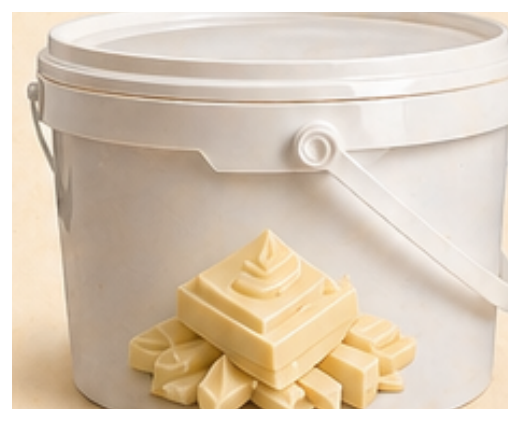 Cubo de chocolate blanco · cubo de 5 kg · Gofres Chacha