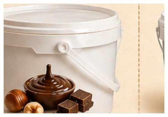 Cubo de chocolate con avellana · cubo de 25 kg · Gofres Chacha