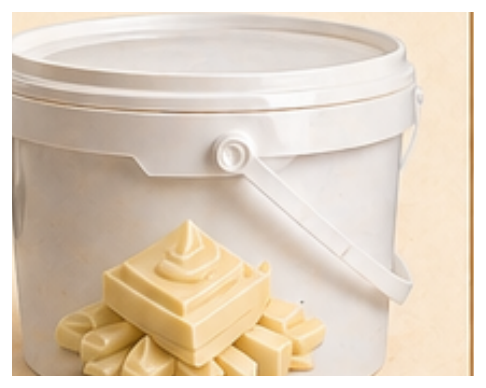 Cubo de chocolate blanco · cubo de 25 kg · Gofres Chacha