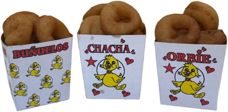 Estuche buñuelos Orbie pequeño · caja de 1300 unidades · Gofres Chacha