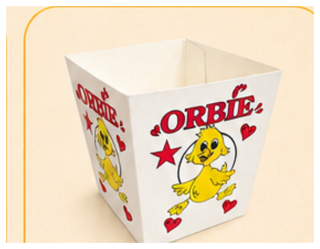 Estuche buñuelos Orbie pequeño · pedido mínimo 100 unidades · Gofres Chacha