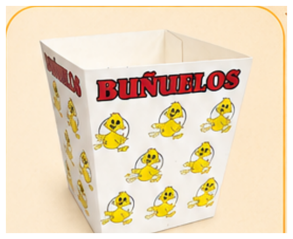 Estuche buñuelos Patito pequeño · pedido mínimo 100 unidades · Gofres Chacha