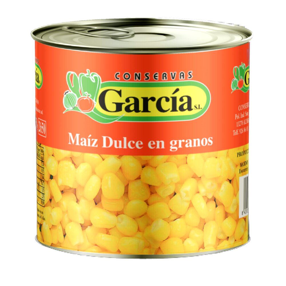 Maíz Dulce García · caja de 6 latas de 2,500 g · 6 unidades · Conservas García