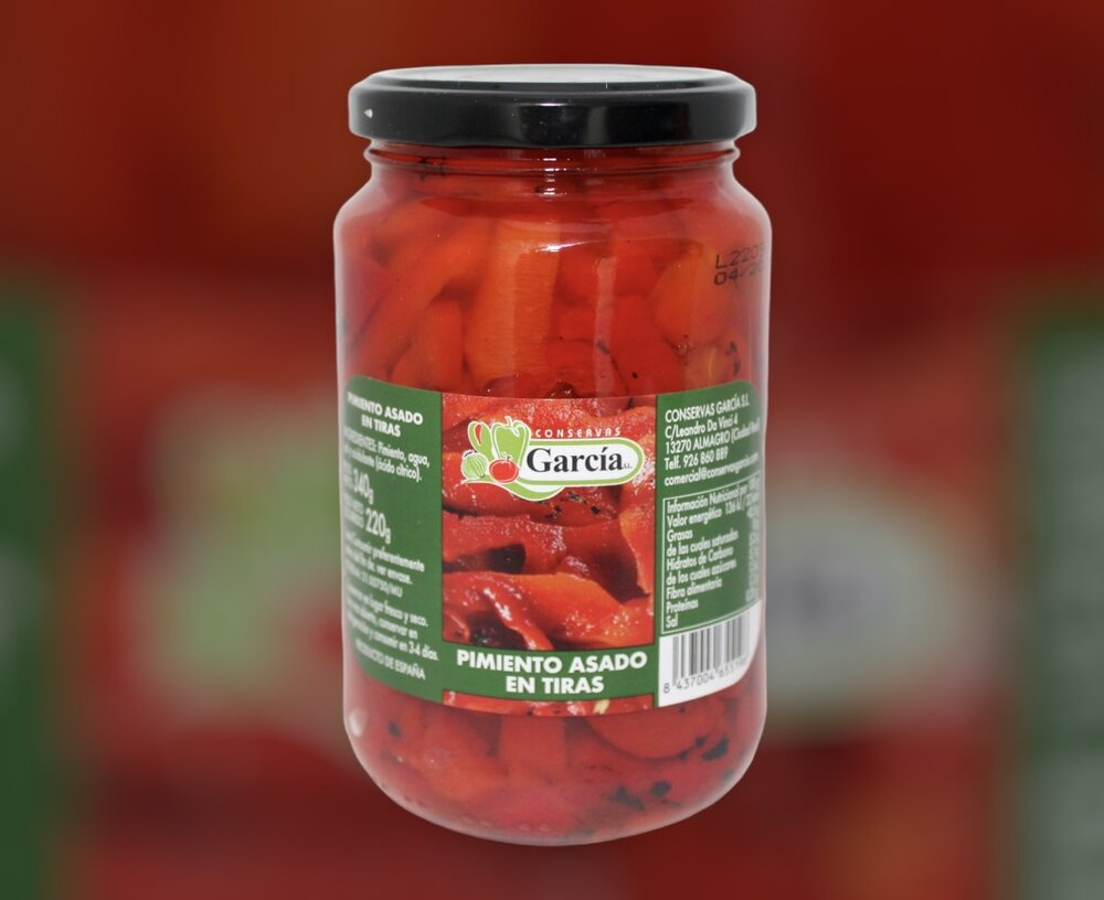 Pimientos Piquillo Tarro 19-25 Pz García · caja de 12 tarros de 700 g (19-25 piezas) · 12 unidades · Conservas García