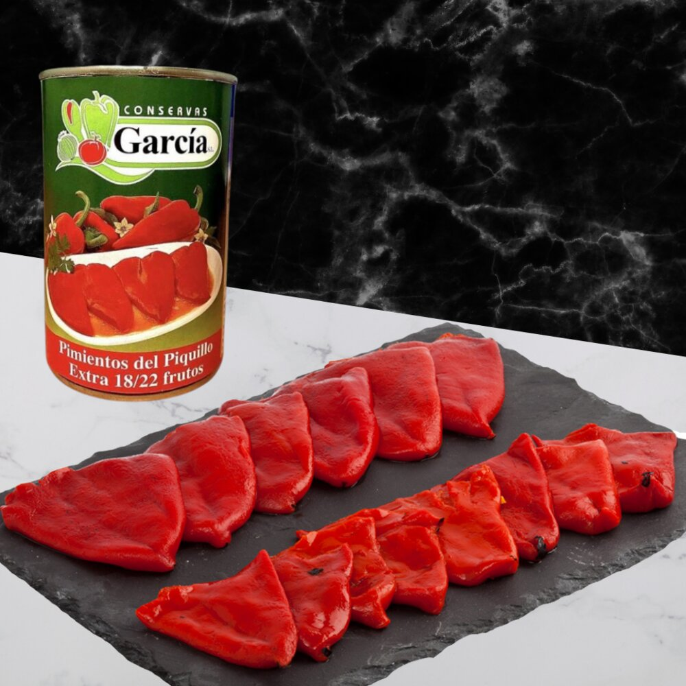Pimientos Piquillo Lata 18-24 Pza García · caja de 24 latas de 500 g (18-24 piezas) · 24 unidades · Conservas García