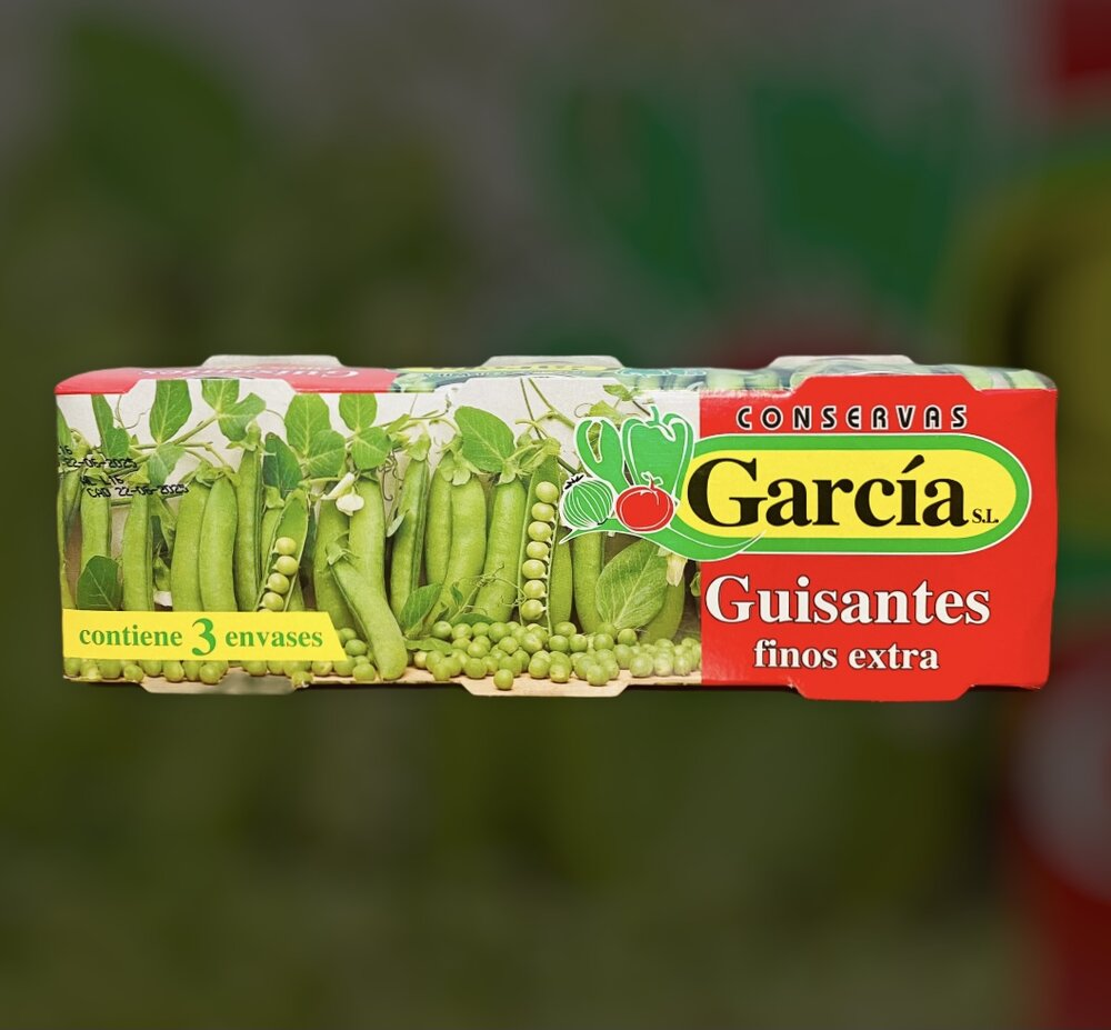 Guisantes Finos (Francés) García · caja de 25 latas de 600 g · 25 unidades · Conservas García