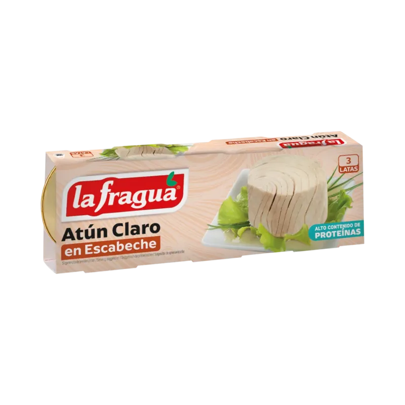 Atún Claro en Escabeche Lata RO-85 Pack-3 (Thunnus albacares) - F.A. (95% Tronco - 5% Migas) · 32 unidades · La Fragua