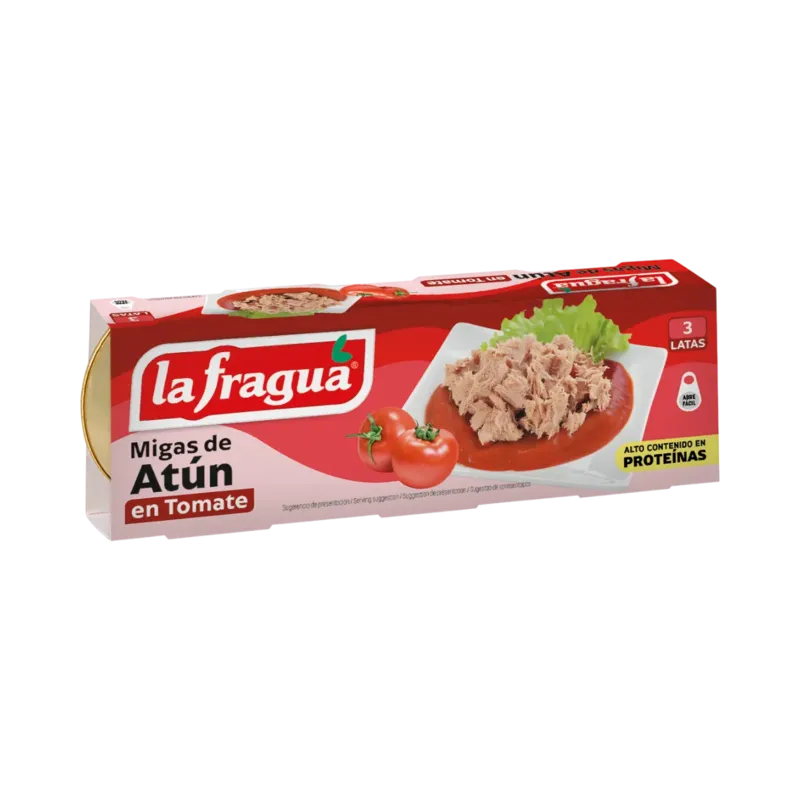 Migas de Atún en Tomate Lata RO-85 Pack-3 (Katsuwonus pelamis) - F.A. (>30% Migas) · 32 unidades · La Fragua