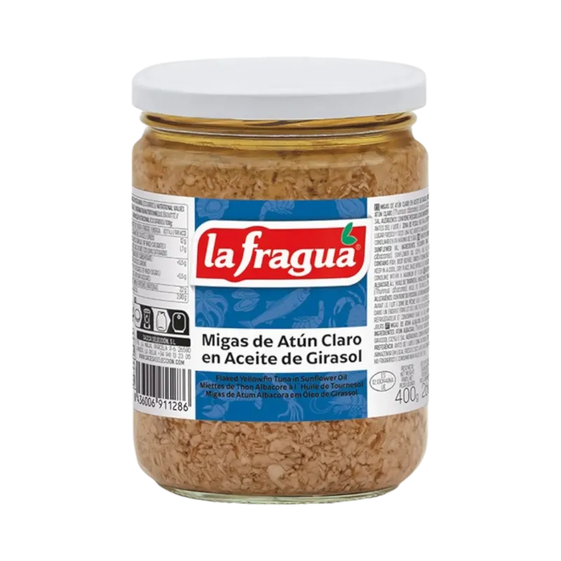 Migas de Atún Claro en Girasol Tarro-445 (Thunnus albacares) · 12 unidades · La Fragua