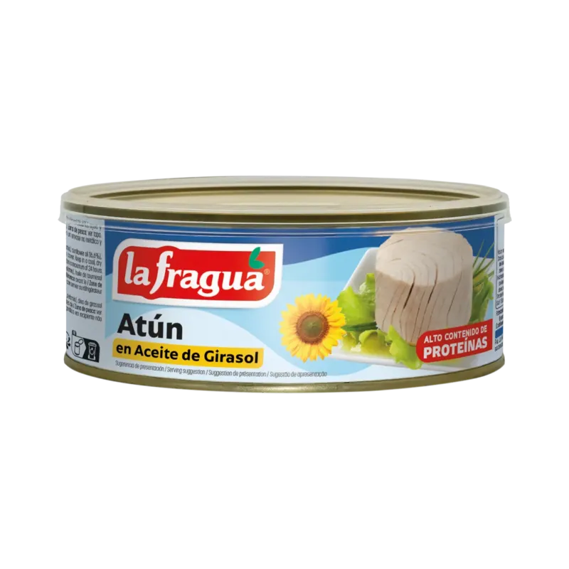 Atún en Girasol Lata RO-750 (F.A.) (SKJ) (Abre Fácil con Tapa) (80%Tronco - 20%Migas) · 12 unidades · La Fragua