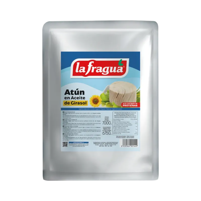 Atún en Girasol Bolsa 7 kg (Katsuwonus pelamis) (80% Trozos - 20% Migas) · 3 unidades · La Fragua
