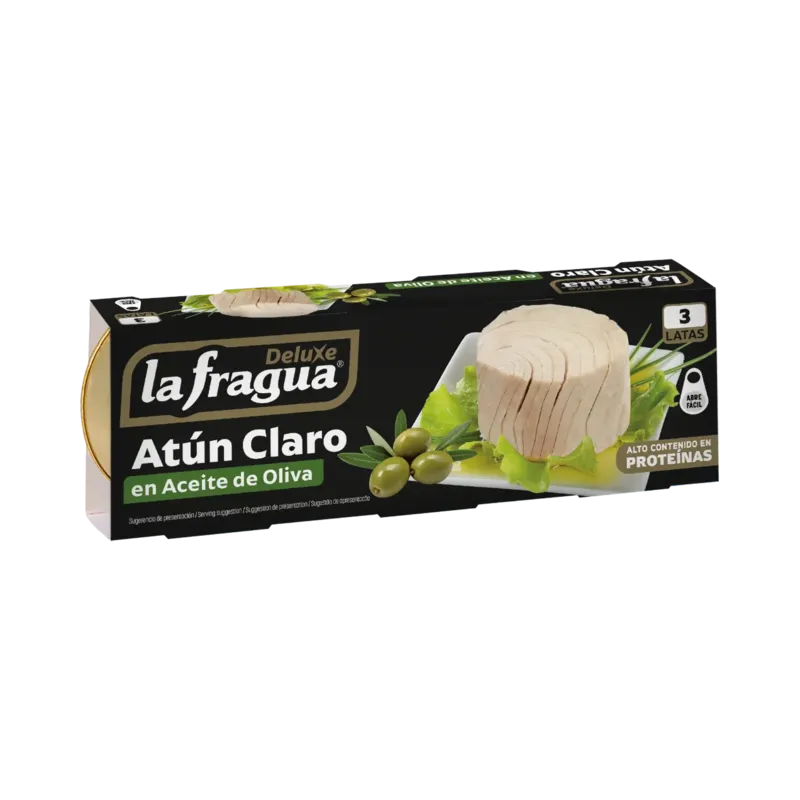 Atún Claro en Oliva Lata RO-85 Pack-3 (Thunnus albacares) - F.A.(95% Tronco - 5% Migas) · 32 unidades · La Fragua