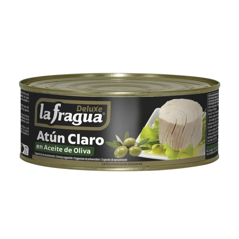 Atún Claro en Oliva Lata RO-900 (Thunnus albacares) (80% Tronco - 20% Migas) · 12 unidades · La Fragua