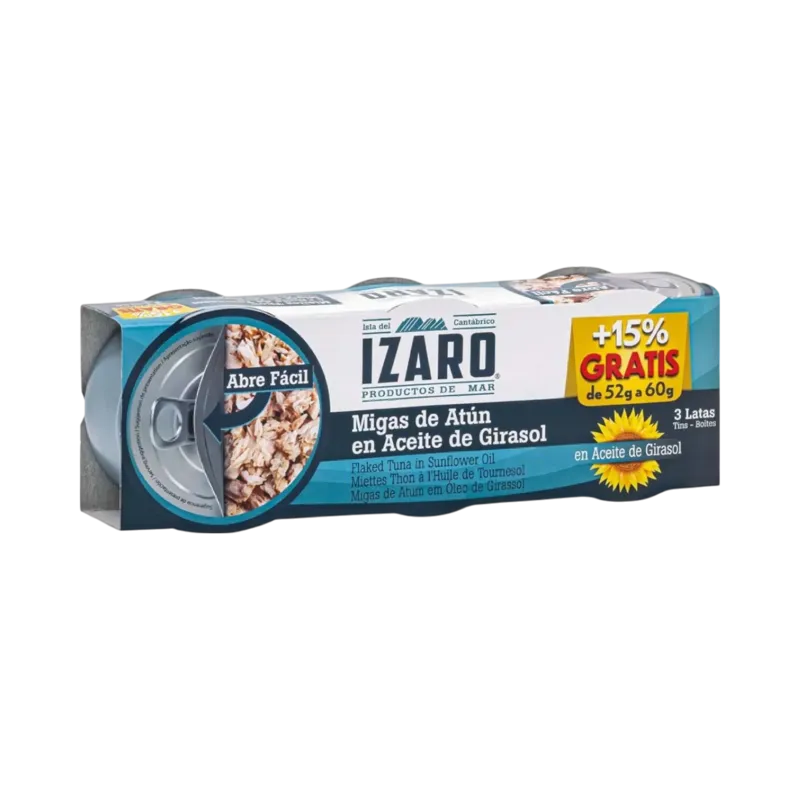 Migas de Atún en Girasol Lata RO-85 Pack-3 (Thunnus albacares) - F.A. · 32 unidades · La Fragua