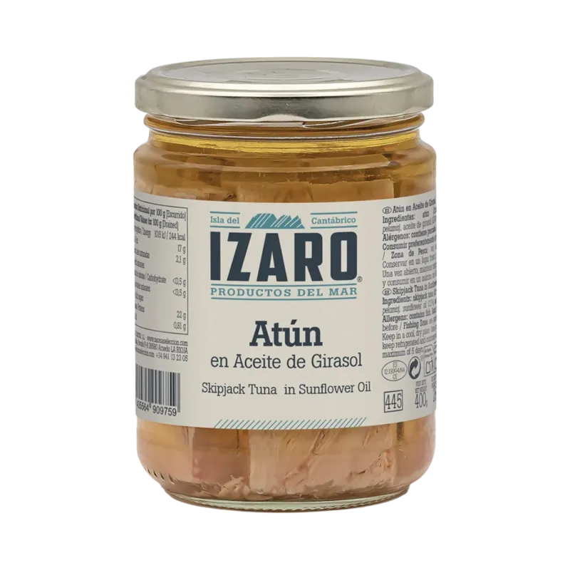 Atún en Girasol Tarro-445 (Katsuwonus pelamis) · 12 unidades · La Fragua