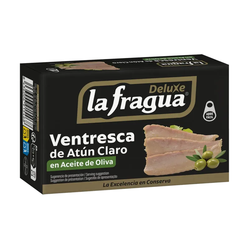 Ventresca de Atún Claro en Oliva Lata OL-120 (Thunnus albacares) - F.A. · 25 unidades · La Fragua