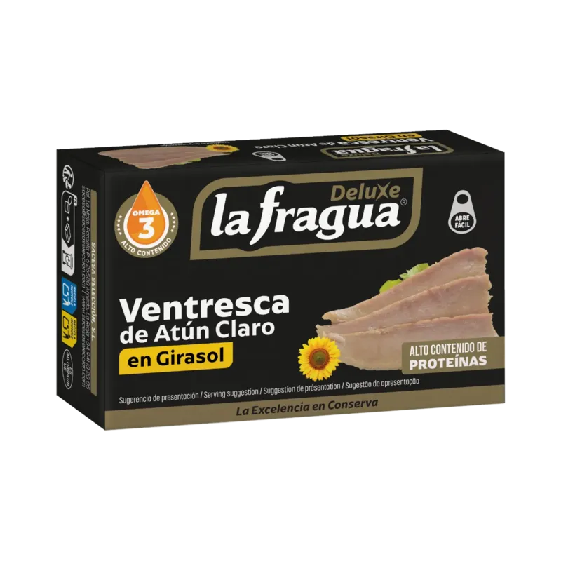 Ventresca de Atún Claro en Girasol Lata RR-120 (Thunnus albacares) - F.A. · 24 unidades · La Fragua