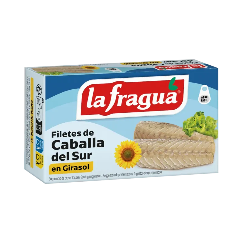 Filetes de Caballa del Sur en Girasol Lata RR-90 (Scomber colias) - F.A. · 24 unidades · La Fragua