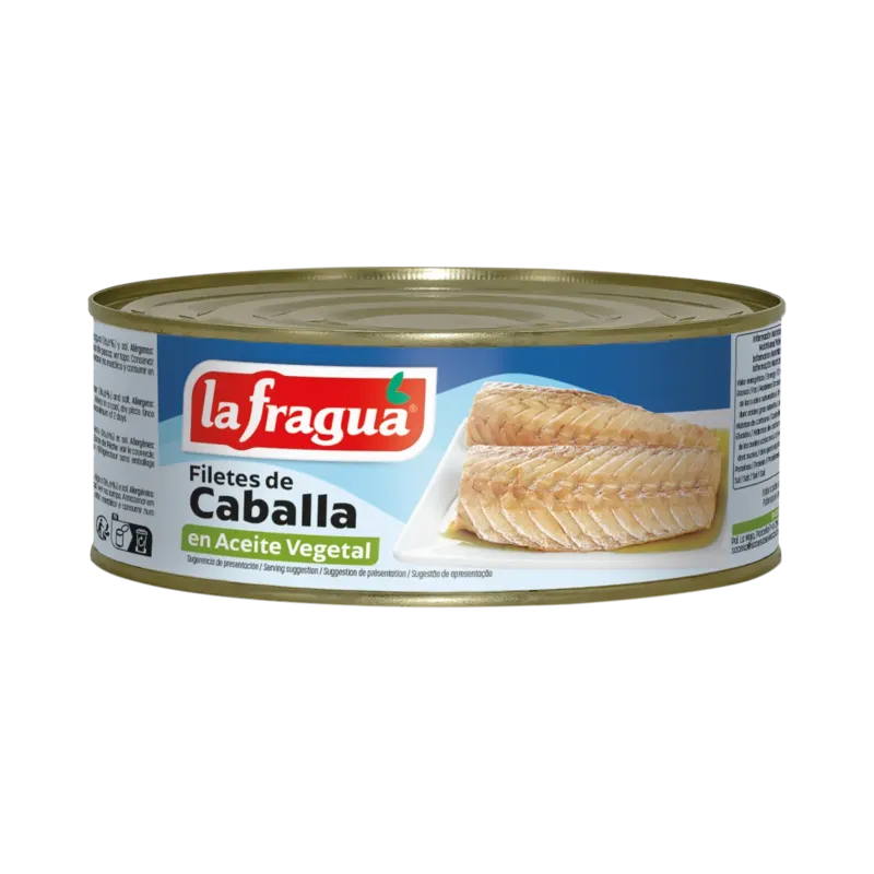 Filetes de Caballa en Aceite Lata RO-900 (Scomber australasicus) · 12 unidades · La Fragua