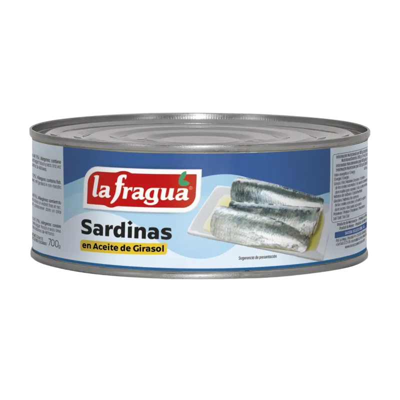 Sardinas 20-25 en Girasol Lata RO-900 (Sardina pilchardus) (1 kg) · 12 unidades · La Fragua