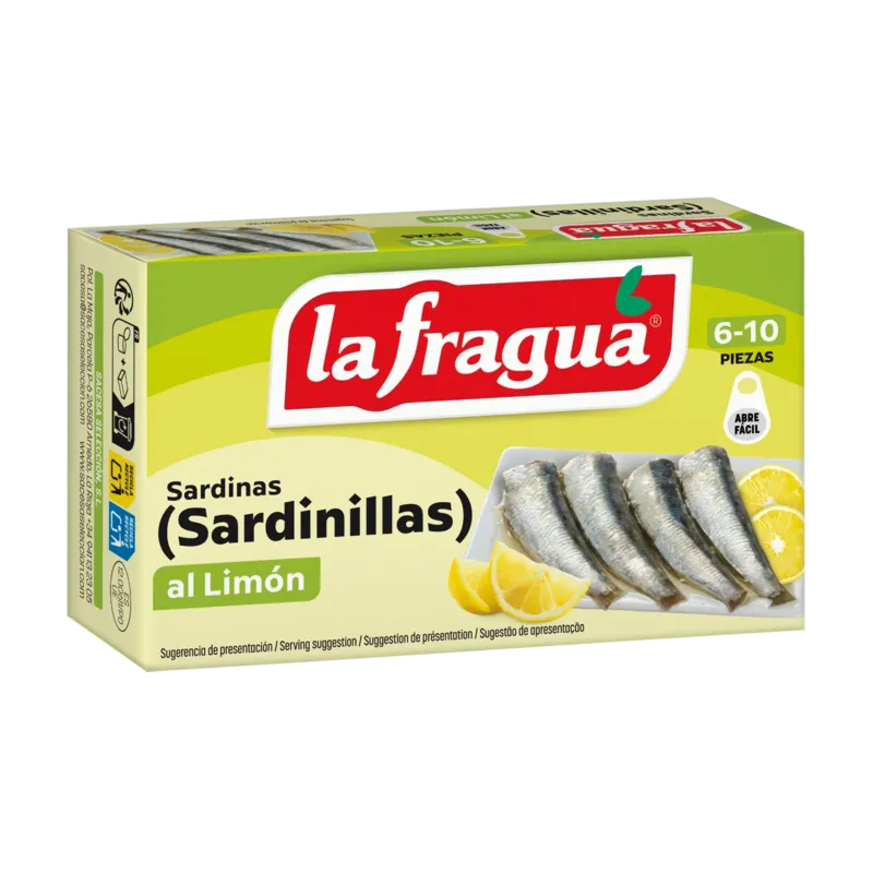 Sardinillas 6-10 en Girasol al Limón Lata RR-90 (Sardinella longiceps) - F.A. · 25 unidades · La Fragua