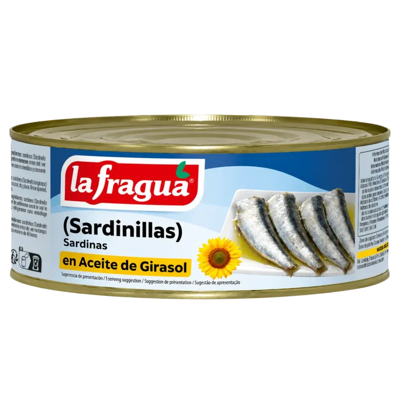 Sardinillas 60-80 en Girasol Lata RO-1000 (Sardina pilchardus) · 12 unidades · La Fragua